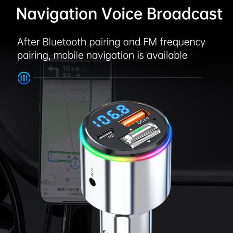 Car Bluetooth Voltage Detection MP3 Player Wireless Charger(Silver) - Bluetooth Car Kits by PMC Jewellery | Online Shopping South Africa | PMC Jewellery | Buy Now Pay Later Mobicred