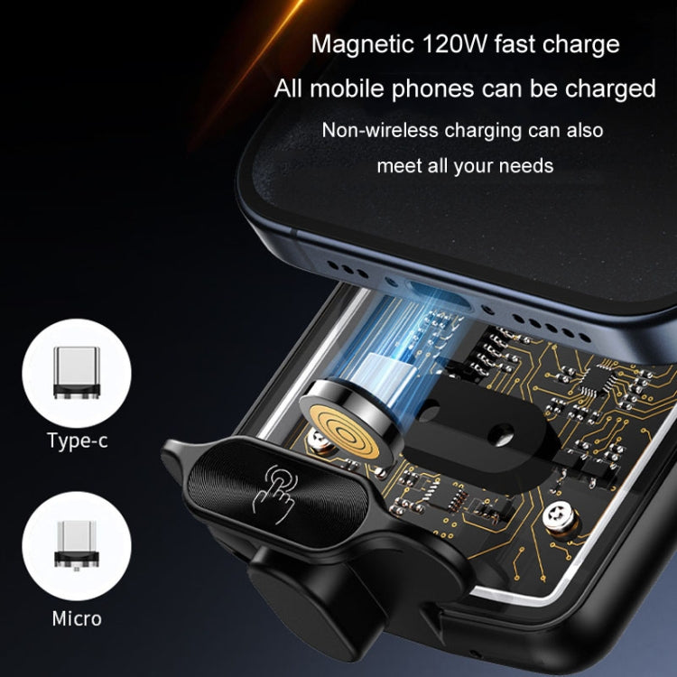 Car Magsafe Wireless Charger Transparent Induction 120W Fast Charging Universal Mobile Phone Bracket(Black) - Wireless Charger Holders by PMC Jewellery | Online Shopping South Africa | PMC Jewellery