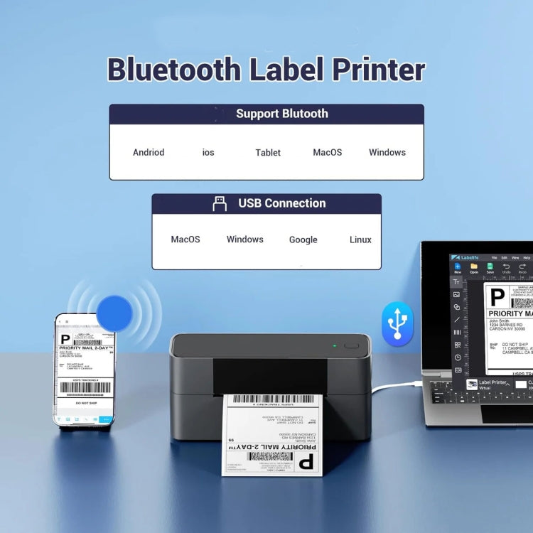 Phomemo PM245-BT Bluetooth Shipping Label Printer Support Labels Width  1- 4.6 Inch(EU Plug) - Printer by Phomemo | Online Shopping South Africa | PMC Jewellery | Buy Now Pay Later Mobicred