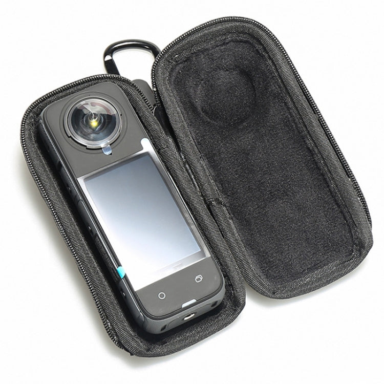 For Insta360 X4 Mini Storage Case PU Bag Sport Camera Protector With Hook(Black) - Case & Bags by PMC TechLife | Online Shopping South Africa | PMC TechLife | Buy Now Pay Later Mobicred