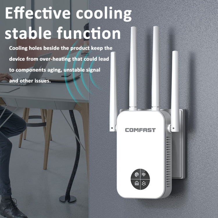 COMFAST 762AC 1200Mbps WiFi Signal Booster Dual Band WiFi Repeater with OLED Display Screen - Broadband Amplifiers by COMFAST | Online Shopping South Africa | PMC Jewellery | Buy Now Pay Later Mobicred