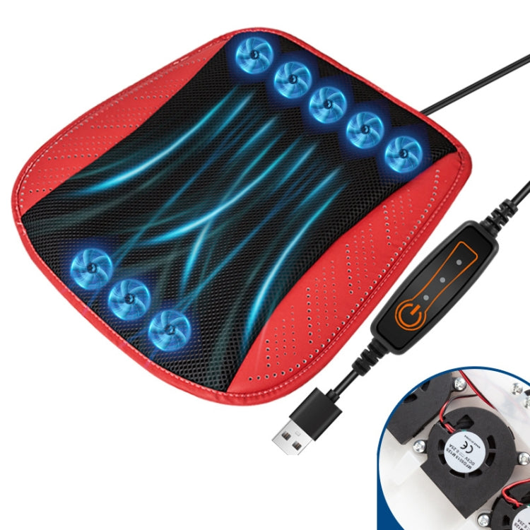 Car USB Summer Cool Ventilated Breathable Seat Cushion(Red 8 Sets Fan) - Seat Accessories by PMC TechLife | Online Shopping South Africa | PMC TechLife | Buy Now Pay Later Mobicred