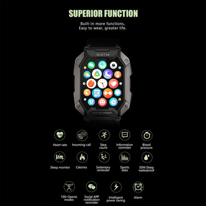 C20Plus 1.81-inch Health Monitoring Waterproof Bluetooth Call Smart Watch, Color: Black Steel - Smart Watches by PMC Jewellery | Online Shopping South Africa | PMC Jewellery | Buy Now Pay Later Mobicred