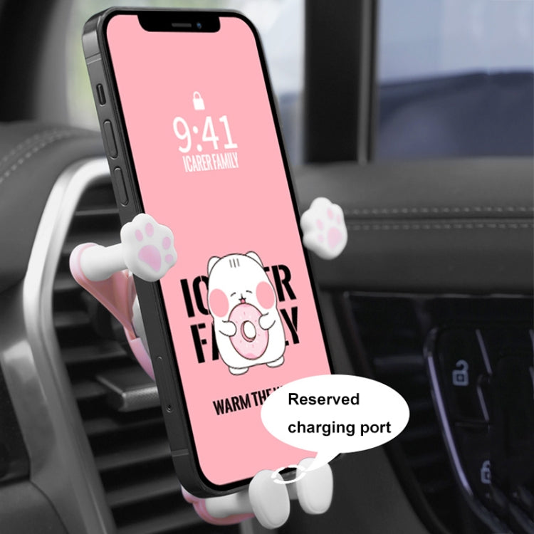 ICARER FAMILY AK-01 Car Air Outlet Cartoon Phone Holder Car Navigation Gravity Support Frame(Pink) - Car Holders by ICARER FAMILY | Online Shopping South Africa | PMC Jewellery | Buy Now Pay Later Mobicred