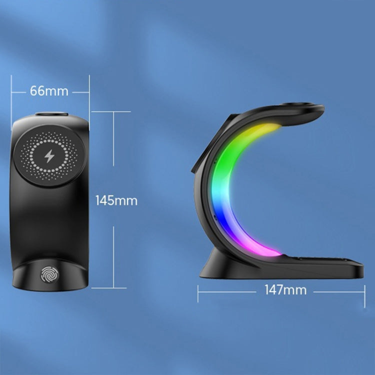 T17 3-in-1 RGB Atmosphere Light MagSafe Phone Watch Earphone Wireless Charger, Color: Black with EU Plug - Wireless Charger by PMC Jewellery | Online Shopping South Africa | PMC Jewellery | Buy Now Pay Later Mobicred