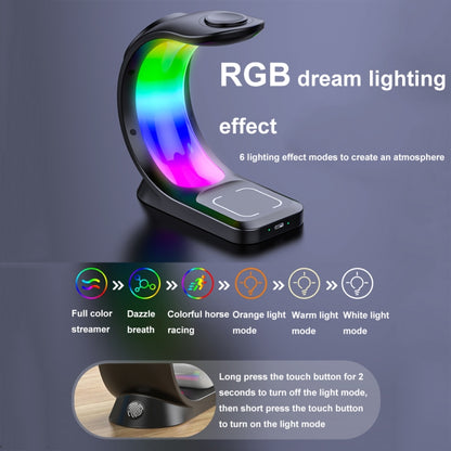 T17 3-in-1 RGB Atmosphere Light MagSafe Phone Watch Earphone Wireless Charger, Color: White no Plug - Wireless Charger by PMC Jewellery | Online Shopping South Africa | PMC Jewellery | Buy Now Pay Later Mobicred