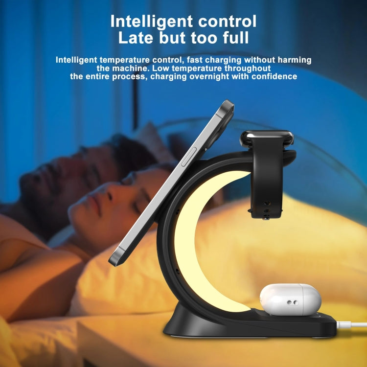 T17 3-in-1 RGB Atmosphere Light MagSafe Phone Watch Earphone Wireless Charger, Color: White no Plug - Wireless Charger by PMC Jewellery | Online Shopping South Africa | PMC Jewellery | Buy Now Pay Later Mobicred