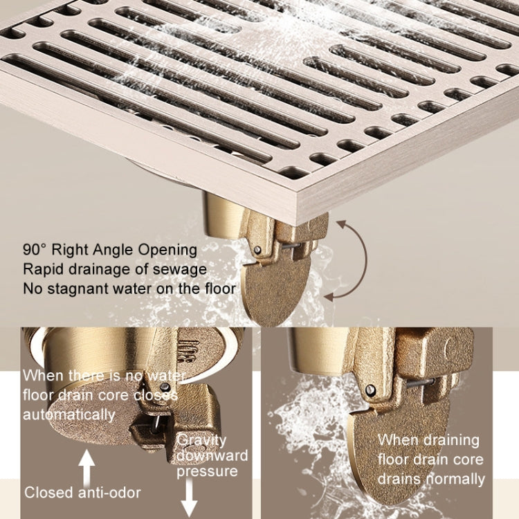 All Copper Brushed Anti-Odor Floor Drain Gravity Copper Core Bathroom Floor Drain, Specification: 8x20cm Long Invisible Medium Drain - Drain Strainers by PMc TechLife | Online Shopping South Africa | PMc TechLife | Buy Now Pay Later Mobicred