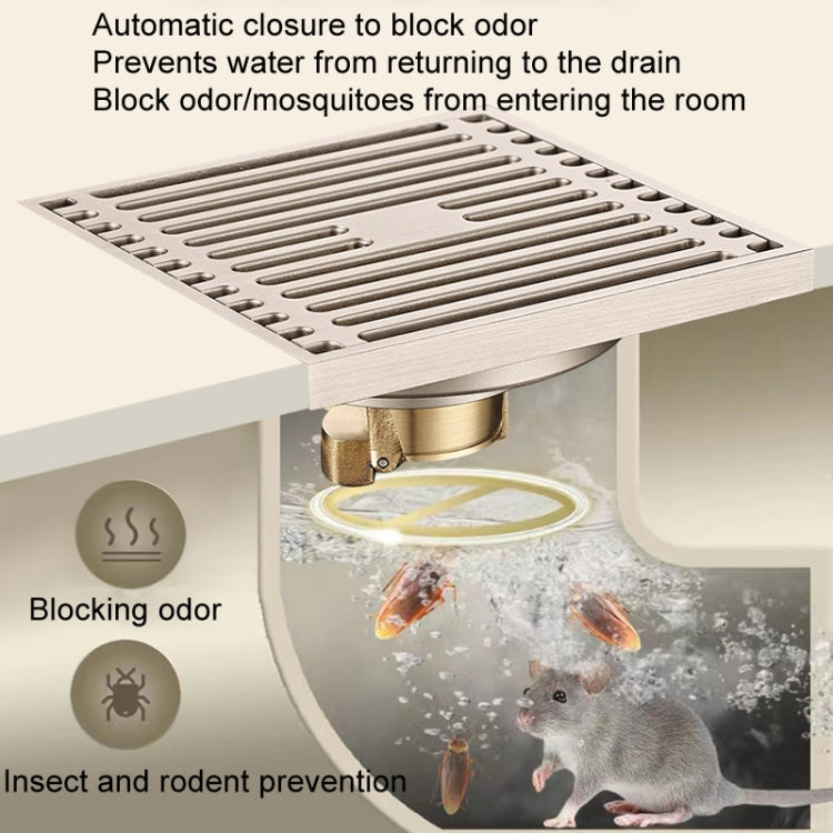 All Copper Brushed Anti-Odor Floor Drain Gravity Copper Core Bathroom Floor Drain, Specification: 8x30cm Long Medium Drain - Drain Strainers by PMc TechLife | Online Shopping South Africa | PMc TechLife | Buy Now Pay Later Mobicred