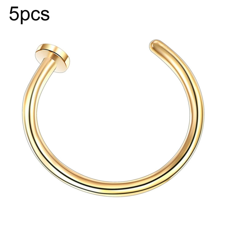 5pcs Stainless Steel Nose Ring Without Hole C-Shape Nose Staple Lip Band Earrings, Size: 0.8 x 6+2(Gold) - Stud Earrings & Earrings by PMC Jewellery | Online Shopping South Africa | PMC Jewellery | Buy Now Pay Later Mobicred