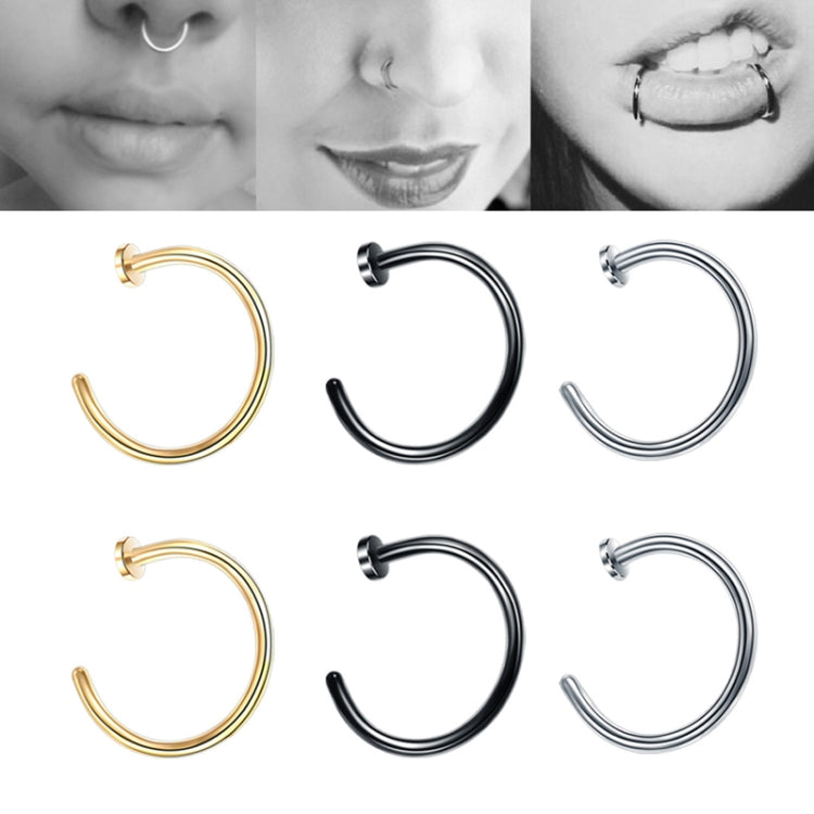 5pcs Stainless Steel Nose Ring Without Hole C-Shape Nose Staple Lip Band Earrings, Size: 1.0 x 8+2(Black) - Stud Earrings & Earrings by PMC Jewellery | Online Shopping South Africa | PMC Jewellery | Buy Now Pay Later Mobicred