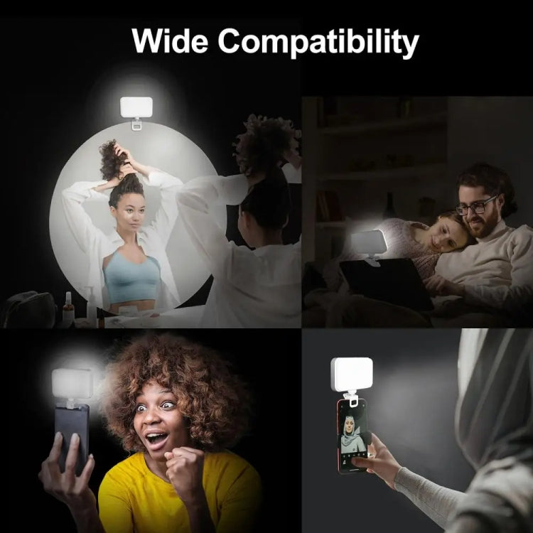 66 LEDs Selfie Fill Light Rechargeable 3 Modes Clip-on Pocket Light For Phone, Laptop, Tablet Meeting(Black) - Selfie Light by PMC TechLife | Online Shopping South Africa | PMC TechLife | Buy Now Pay Later Mobicred