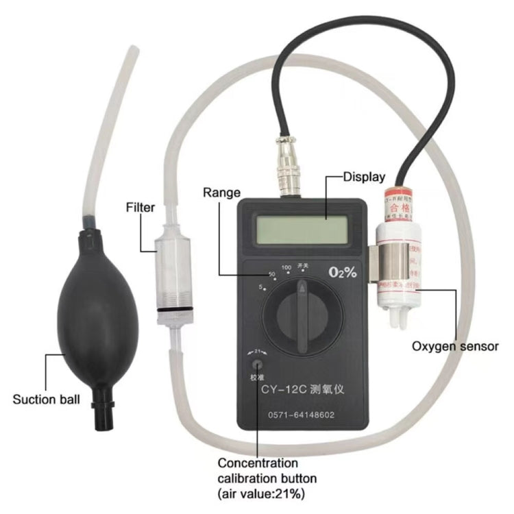 CY-12C Portable Oxygen Analyzer Full Range Oxygen Measurement Device - Gas Monitor by PMC Jewellery | Online Shopping South Africa | PMC Jewellery | Buy Now Pay Later Mobicred