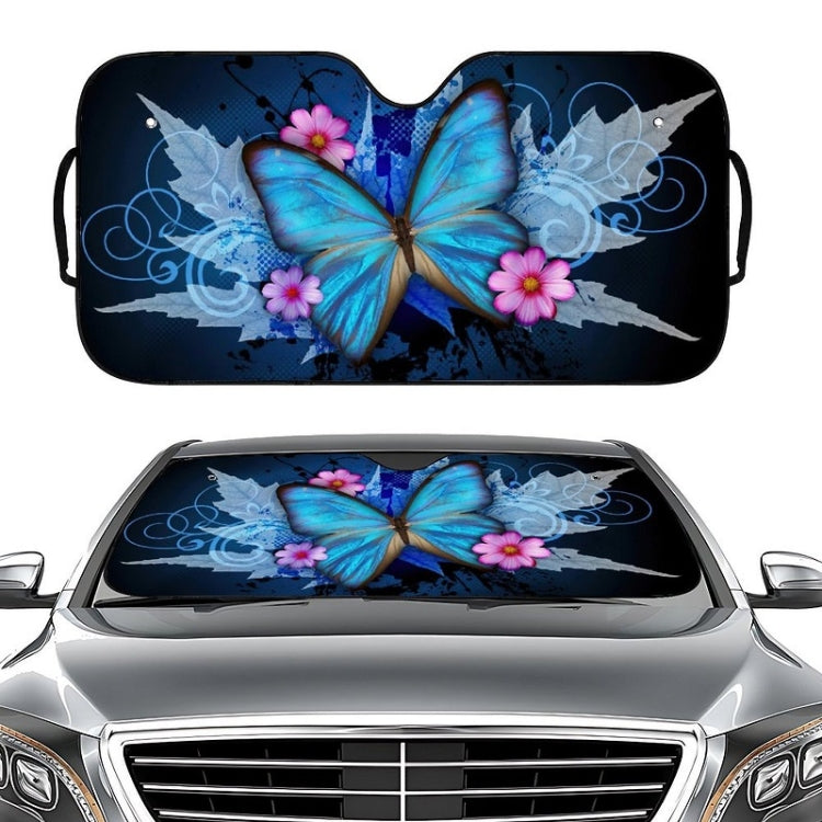 70x138cm Printed Car Sun Protection Heat Insulation Sunshade(Blue Butterfly) - Window Foils & Solar Protection by PMC Jewellery | Online Shopping South Africa | PMC Jewellery | Buy Now Pay Later Mobicred