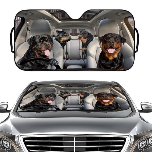 70x138cm Printed Car Sun Protection Heat Insulation Sunshade(Black Dog) - Window Foils & Solar Protection by PMC Jewellery | Online Shopping South Africa | PMC Jewellery | Buy Now Pay Later Mobicred