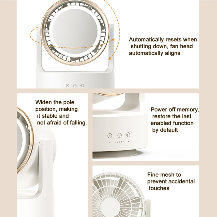 3 In 1 Multifunctional Desktop Fan with LED Light Cosmetic Mirror Rechargeable Oscillating - Electric Fans by PMC Jewellery | Online Shopping South Africa | PMC Jewellery | Buy Now Pay Later Mobicred