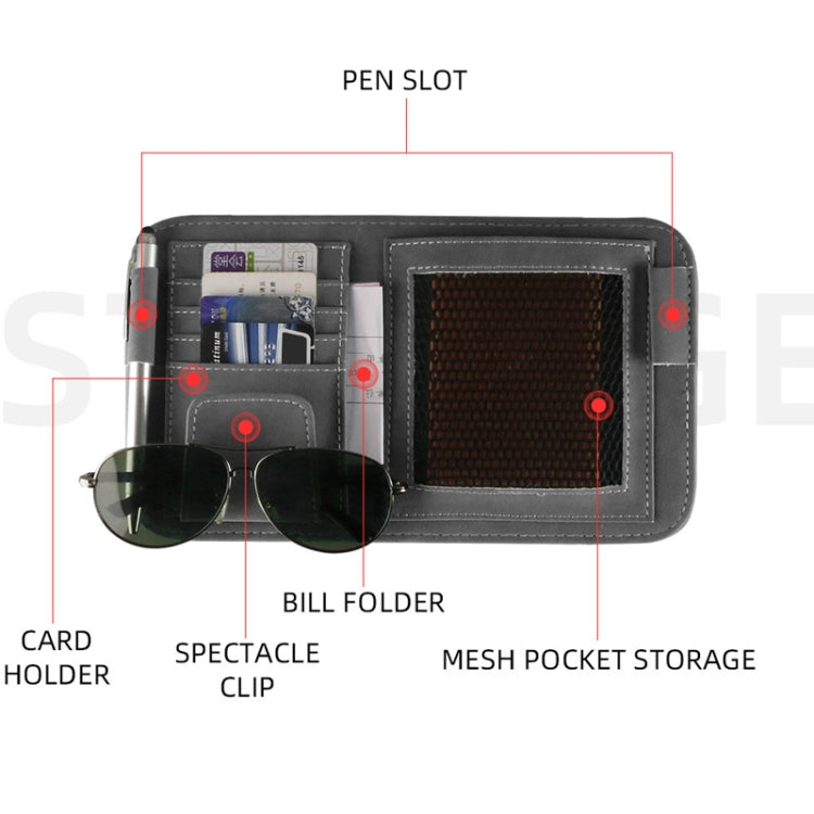 Car Sun Visor Bill Holder Glasses Clip Storage Bag(Brown) - Sunglasses & Glasses Clips by PMC Jewellery | Online Shopping South Africa | PMC Jewellery | Buy Now Pay Later Mobicred