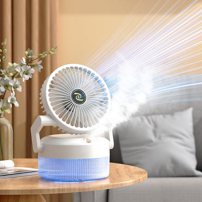 USB Charging Folding Desktop Spray Humidification Fan with Night Light(White) - Electric Fans by PMC Jewellery | Online Shopping South Africa | PMC Jewellery | Buy Now Pay Later Mobicred