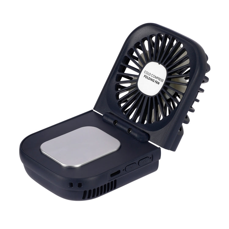 USB Charging Folding Outdoor Handheld Mini Cold Compress Fan Desktop Cooling Fan(Navy Blue) - Electric Fans by PMC TechLife | Online Shopping South Africa | PMC TechLife | Buy Now Pay Later Mobicred