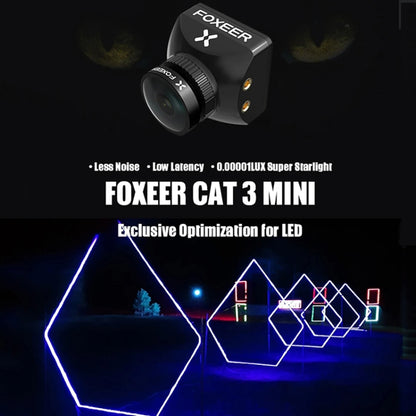 Foxeer Cat 3 Mini Black FPV Night Camera 1200TVL Starlight 0.00001Lux Camera For RC FPV Racing Drone - Camera by FOXEER | Online Shopping South Africa | PMC Jewellery | Buy Now Pay Later Mobicred