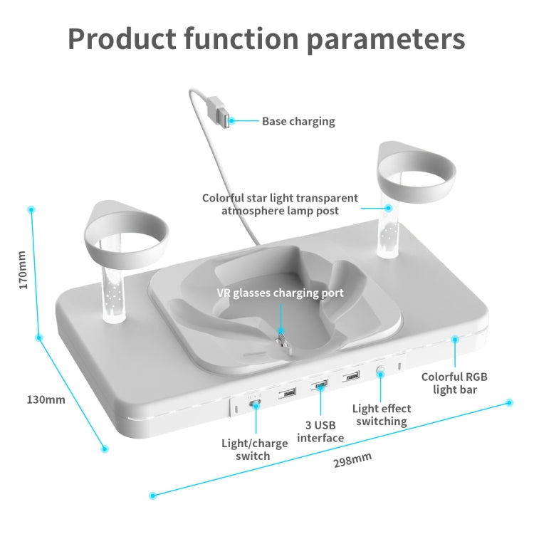 For Meta Quest 2 Desktop Bracket VR Glasses Wireless Charger Colorful Light Emitting Base(White) - VR Accessories by PMC Jewellery | Online Shopping South Africa | PMC Jewellery | Buy Now Pay Later Mobicred