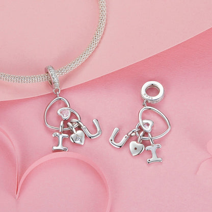 S925 Sterling Silver Platinum-Plated Valentine Day Letter Love Couple Pendant(BSC972) - Jewelry Accessories by PMC Jewellery | Online Shopping South Africa | PMC Jewellery | Buy Now Pay Later Mobicred