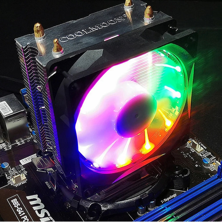 COOLMOON Frost Double Copper Tube CPU Fan Desktop PC Illuminated Silent AMD Air-Cooled Cooler, Style: P2 Magic Moon Edition Single Fan - Fan Cooling by COOLMOON | Online Shopping South Africa | PMC Jewellery | Buy Now Pay Later Mobicred