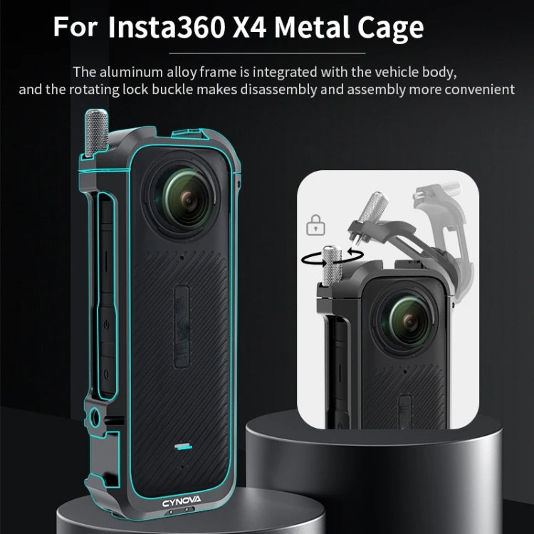 For Insta360 X4 CYNOVA Metal Rabbit Cage + Lens Cover Set Protective Accessories(Black) - Case & Bags by CYNOVA | Online Shopping South Africa | PMC Jewellery | Buy Now Pay Later Mobicred