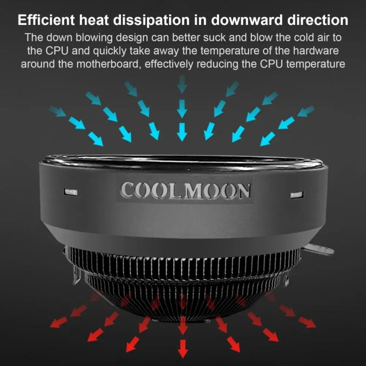 COOLMOON CPU Cooler Desktop Computer Auto Color Change Multi-Platform Mute Cooling Fan(Colorful Fine Aperture) - Fan Cooling by COOLMOON | Online Shopping South Africa | PMC Jewellery | Buy Now Pay Later Mobicred