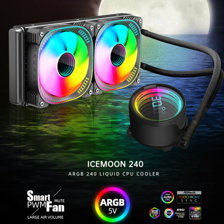 COOLMOON CM-YM-240T Digital ARGB Lens Edition Integrated Water Cooling CPU Cooler Temperature Display CPU Fan(White) - Fan Cooling by COOLMOON | Online Shopping South Africa | PMC Jewellery | Buy Now Pay Later Mobicred