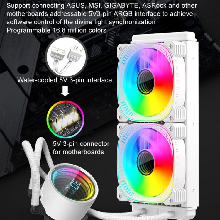 COOLMOON CM-YM-240T Digital ARGB Lens Edition Integrated Water Cooling CPU Cooler Temperature Display CPU Fan(White) - Fan Cooling by COOLMOON | Online Shopping South Africa | PMC Jewellery | Buy Now Pay Later Mobicred