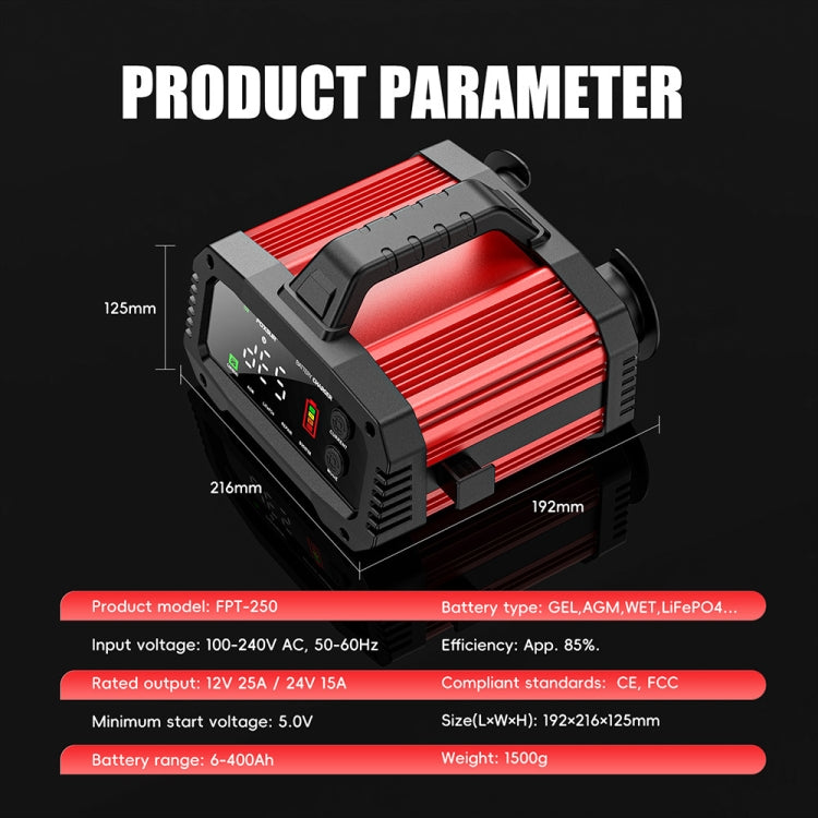 FOXSUR 25A 12V/24V Portable High-Power Car Ship Motorcycle Charger(US Plug) - free shipping - PMC TechLife - Order now!