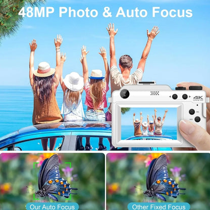 3-Inch Display Digital Camera Dual Front And Rear Cameras 48MP, 18x Digital Zoom 4K HD Camcorder(White) - Video Cameras by PMC Jewellery | Online Shopping South Africa | PMC Jewellery | Buy Now Pay Later Mobicred