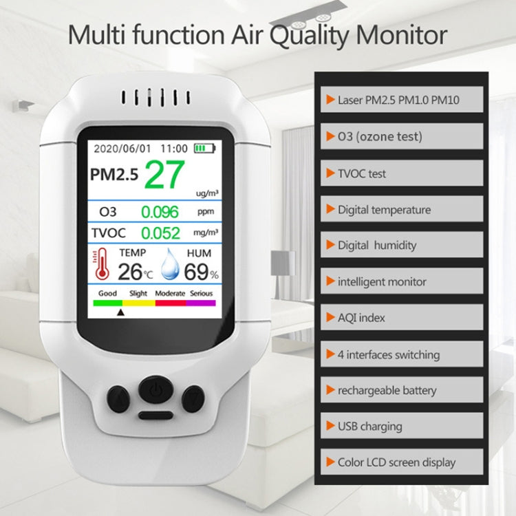 8-In-1 Air Quality Detector PM2.5 / PM1.0 / PM10 / HCHO / TVOC / O3 / Temperature / Humidity Monitor - Air & Water Quality Tester by PMC Jewellery | Online Shopping South Africa | PMC Jewellery | Buy Now Pay Later Mobicred