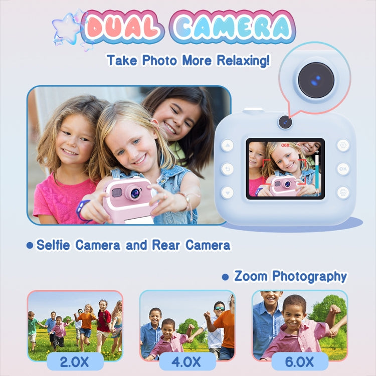 M8 2.4-Inch 1080P HD 2400W Pixel Dual-Camera Children Thermal Printing Camera, Color: Blue - Children Cameras by PMC Jewellery | Online Shopping South Africa | PMC Jewellery | Buy Now Pay Later Mobicred