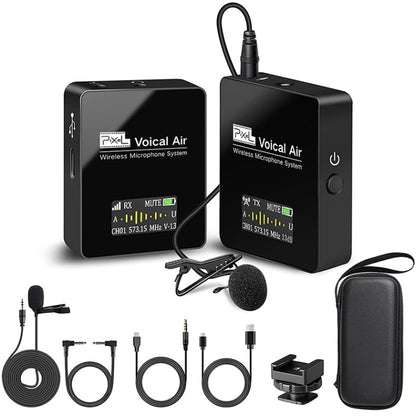 Pixel UHF Wireless Lavalier Microphone System with Real time Monitoring for DSLR Cameras Phones 1 To 1 - Microphone by Pixel | Online Shopping South Africa | PMC Jewellery | Buy Now Pay Later Mobicred