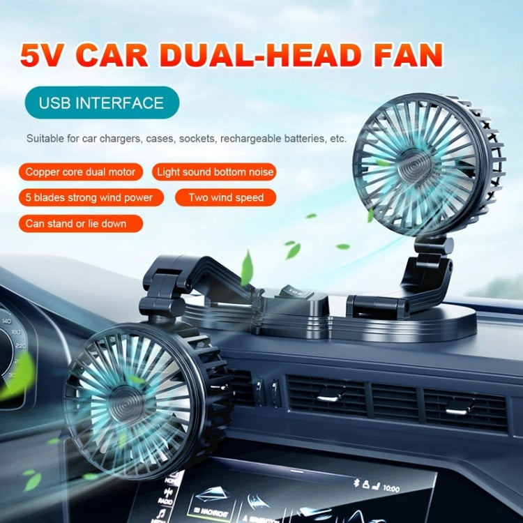 5V USB Port Car Dual-head Fan Circulation Fan(Black) - Heating & Fans by PMC Jewellery | Online Shopping South Africa | PMC Jewellery | Buy Now Pay Later Mobicred