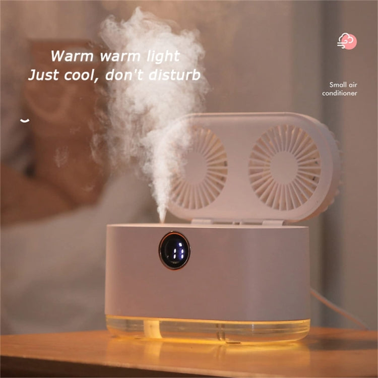 WT-818 Dual-leaf Spray Smart Digital Display Desktop Fan Night Light Humidification Cooler(Pink) - Electric Fans by PMC Jewellery | Online Shopping South Africa | PMC Jewellery | Buy Now Pay Later Mobicred