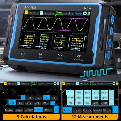 FNIRSI 2C53P Dual Channel Flat Panel Digital Oscilloscope Multimeter Signal Generator 3 In 1(Black) - Digital Multimeter by FNIRSI | Online Shopping South Africa | PMC Jewellery | Buy Now Pay Later Mobicred