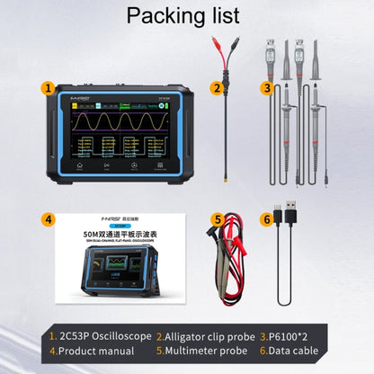 FNIRSI 2C53P Dual Channel Flat Panel Digital Oscilloscope Multimeter Signal Generator 3 In 1(Black) - Digital Multimeter by FNIRSI | Online Shopping South Africa | PMC Jewellery | Buy Now Pay Later Mobicred