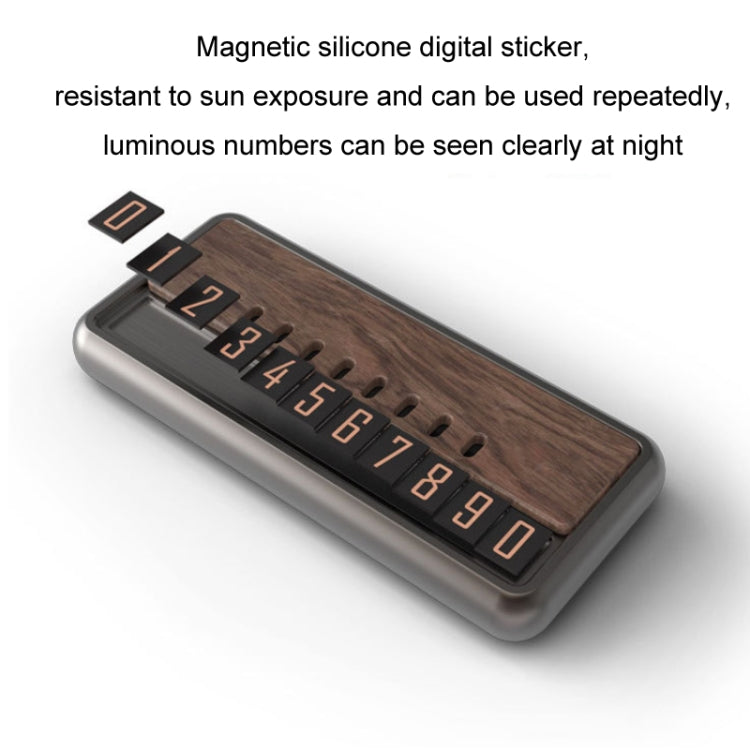 Car Metal Wood Aromatherapy Magnetic Luminous Car Moving Number Plate(Metal+Log) - Parking Card by PMC Jewellery | Online Shopping South Africa | PMC Jewellery | Buy Now Pay Later Mobicred