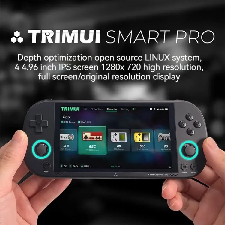 Trimui Smart Pro 4.96 Inch IPS Screen Handheld Game Console Open Source Linux System 256G(Black) - free shipping - PMC Jewellery - Order now!