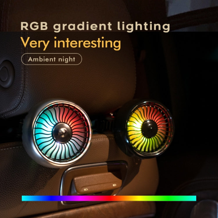 FE052 RGB Color Light USB Plug-in Clip-on Car Rear Seat Headrest Fan(Black) - Heating & Fans by PMC Jewellery | Online Shopping South Africa | PMC Jewellery | Buy Now Pay Later Mobicred