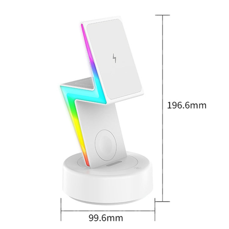 For Apple Series 3 In 1 RGB Light Magsafe Magnetic Mobile Phone Holder Wireless Charger(Black) - Wireless Charger by PMC Jewellery | Online Shopping South Africa | PMC Jewellery | Buy Now Pay Later Mobicred