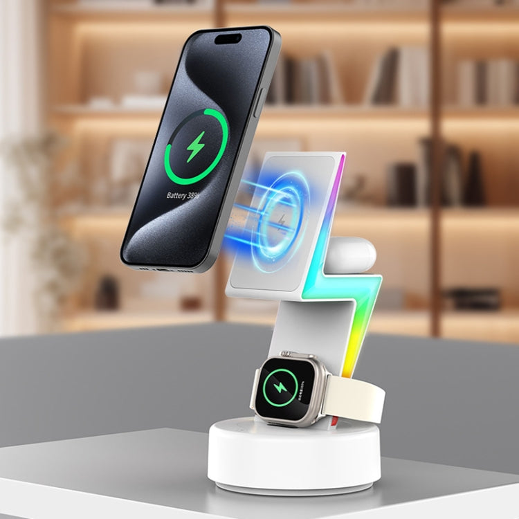 For Apple Series 3 In 1 RGB Light Magsafe Magnetic Mobile Phone Holder Wireless Charger(Black) - Wireless Charger by PMC Jewellery | Online Shopping South Africa | PMC Jewellery | Buy Now Pay Later Mobicred