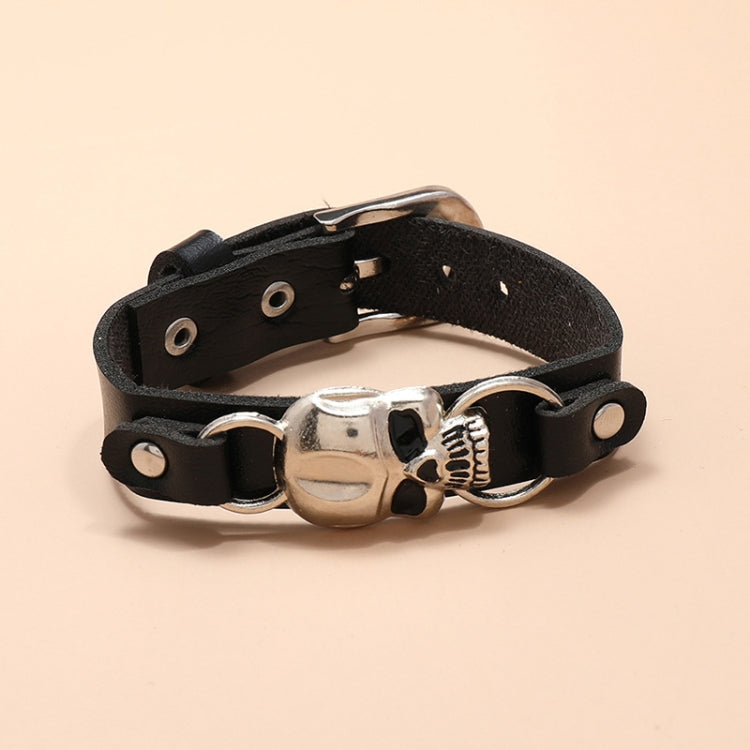 Simple Skull Leather Bracelet Personalized Trendy Street Hand Jewelry(Black) - Bracelets by PMC Jewellery | Online Shopping South Africa | PMC Jewellery | Buy Now Pay Later Mobicred