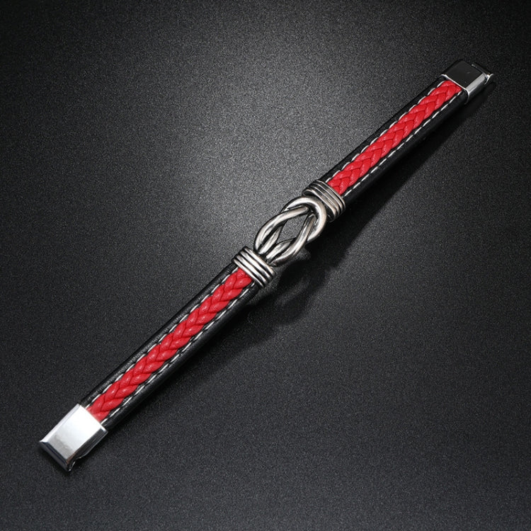 Simple Alloy Magnetic Clasp Leather Bracelet Personalized Braided Bracelet, Style: Black And Red 22.5cm - Bracelets by PMC Jewellery | Online Shopping South Africa | PMC Jewellery | Buy Now Pay Later Mobicred