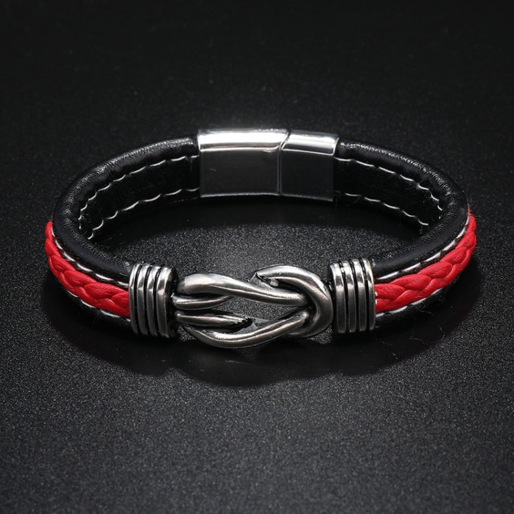 Simple Alloy Magnetic Clasp Leather Bracelet Personalized Braided Bracelet, Style: Black And Red 22.5cm - Bracelets by PMC Jewellery | Online Shopping South Africa | PMC Jewellery | Buy Now Pay Later Mobicred