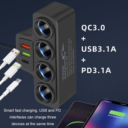 1 to 4 Q3.0 Car Cigarette Lighter Fast Charging 120W Car Conversion Plug(BY-1369) - Car Charger by PMC Jewellery | Online Shopping South Africa | PMC Jewellery | Buy Now Pay Later Mobicred