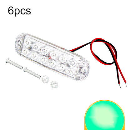 6pcs 12-Bead LED Flashing Warning Lights Motorcycle RV Signal Lights(Green Light) - Clearance Lights by PMC Jewellery | Online Shopping South Africa | PMC Jewellery | Buy Now Pay Later Mobicred